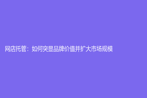網店托管：如何突顯品牌價值并擴大市場規模