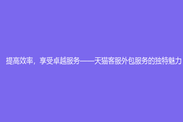 提高效率，享受卓越服務——天貓客服外包服務的獨特魅力