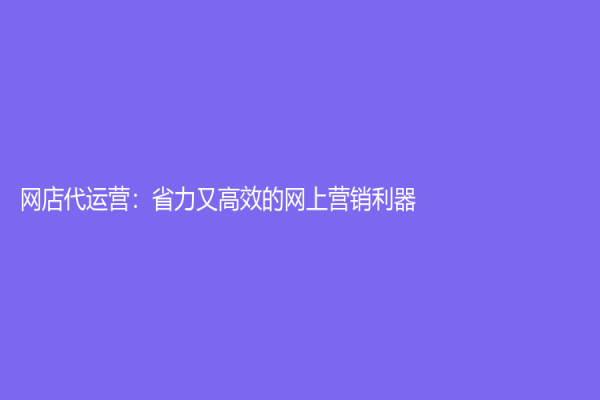 網店代運營：省力又高效的網上營銷利器