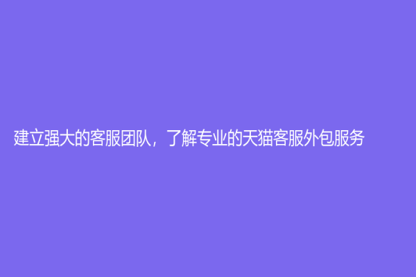 建立強大的客服團隊，了解專業的天貓客服外包服務
