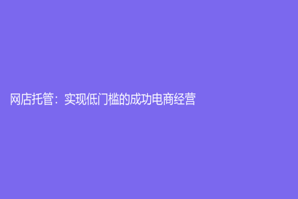 網店托管：實現低門檻的成功電商經營
