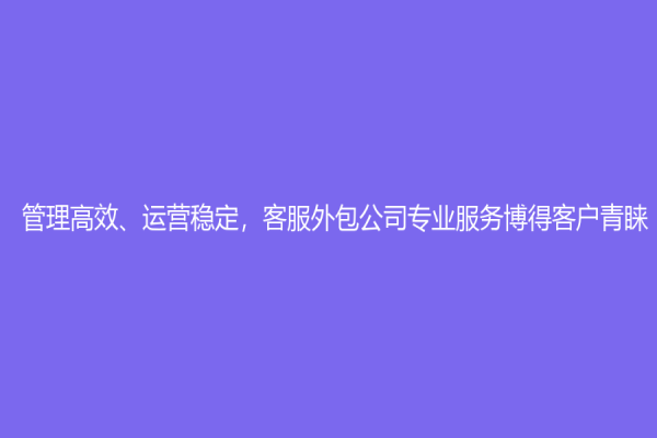 管理高效、運營穩定，客服外包公司專業服務博得客戶青睞
