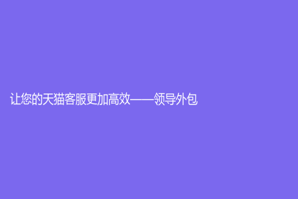 讓您的天貓客服更加高效——領(lǐng)導外包