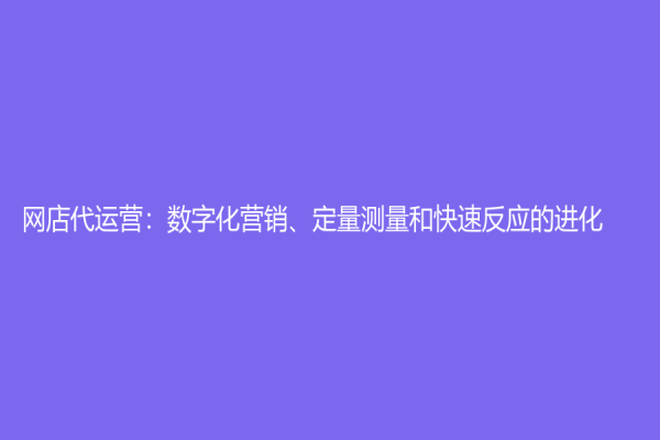 網(wǎng)店代運(yùn)營：數(shù)字化營銷、定量測量和快速反應(yīng)的進(jìn)化