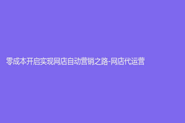 零成本開啟實現網店自動營銷之路-網店代運營