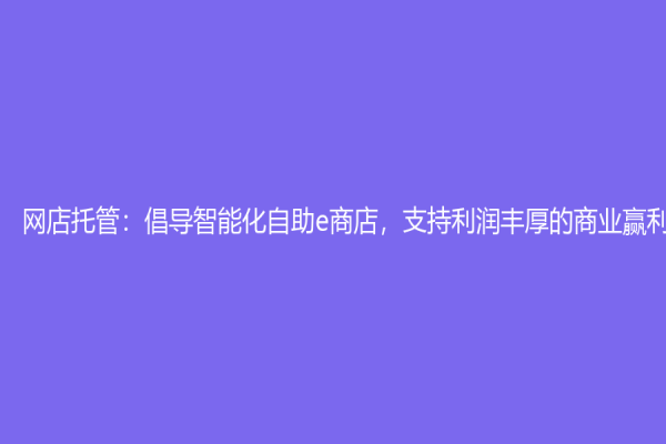 網(wǎng)店托管：倡導(dǎo)智能化自助e商店，支持利潤豐厚的商業(yè)贏利
