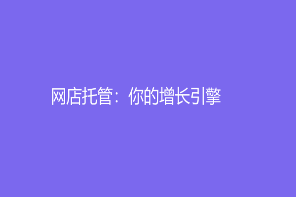 網店托管：你的增長引擎