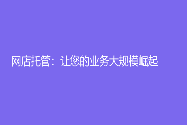 網店托管：讓您的業務大規模崛起