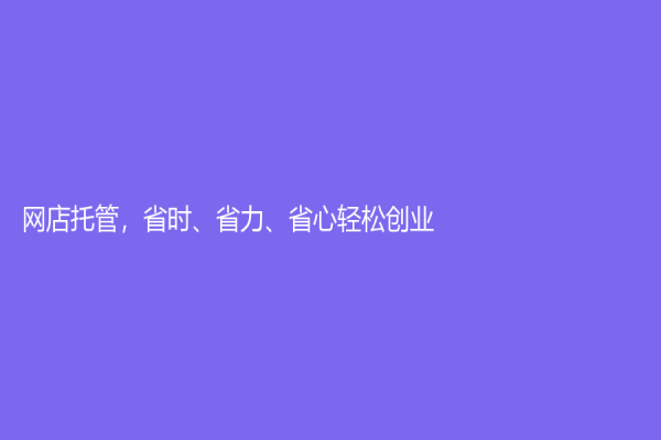 網店托管，省時、省力、省心輕松創業！