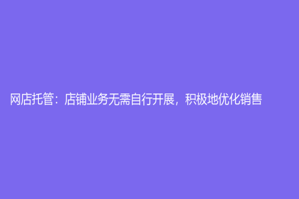 網店托管：店鋪業務無需自行開展，積極地優化銷售