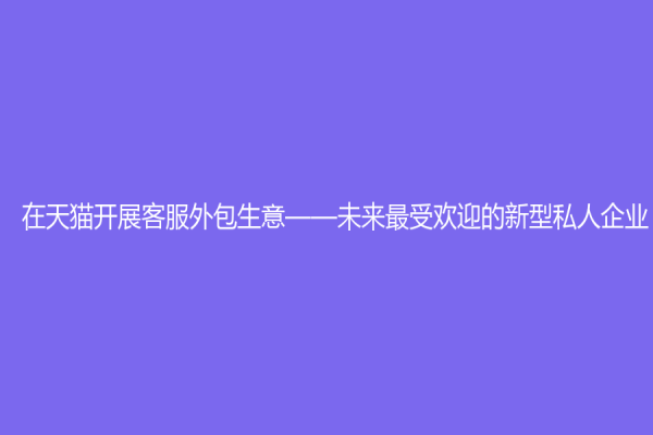 在天貓開展客服外包生意——未來最受歡迎的新型私人企業