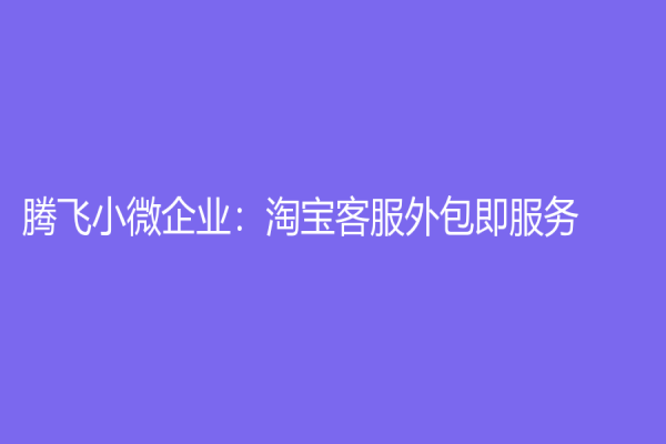 騰飛小微企業：淘寶客服外包即服務！